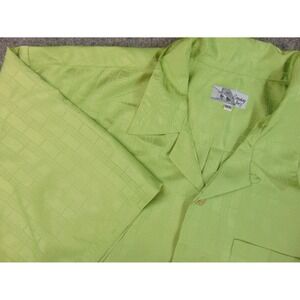 Smokey Joe's Shirt Mens 3XL Green Satin Retro Bowling Camp Collar Streetwear